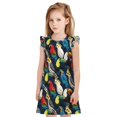 thumbnail image 1 of Balery Parrot Camisón de princesa para niñas, pijama de algodón con mangas abullonadas, suave y bonito.-Small, 1 of 6