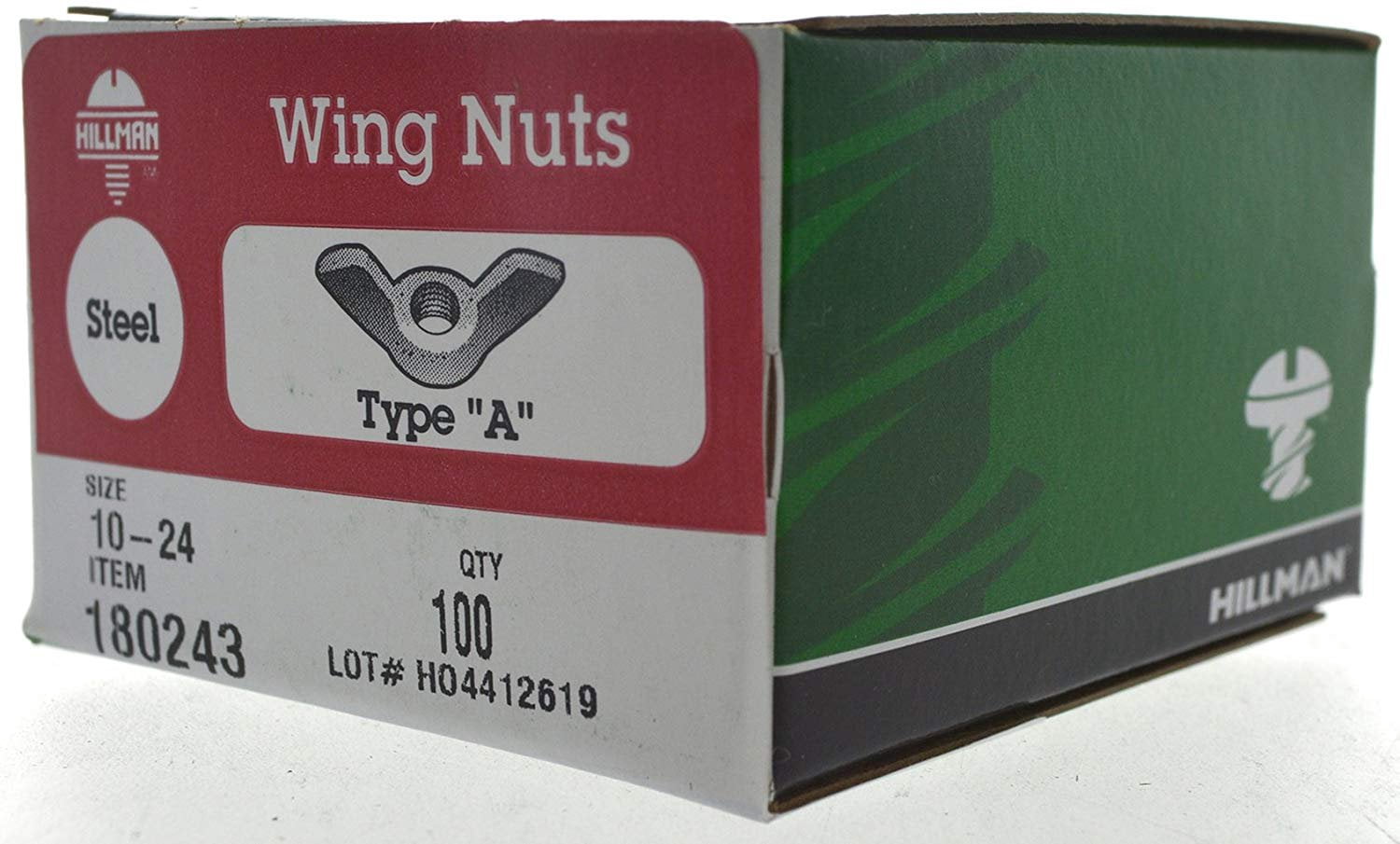 Hillman Wing Nut 10-24 Type A - Steel Finish, Easy Installation - Silver, 1 Piece