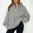 thumbnail image 3 of Erwazi Women Oversized Zip Up Hoodies Trendy Hooded Sweatshirt Fall Casual Hoodie with Pockets, 3 of 4