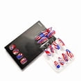 thumbnail image 2 of 4th Of July Press On Nails 24Pcs Patriotic Flag Fake Nails Short Glue On Nails For Independence Day Decor, 2 of 9