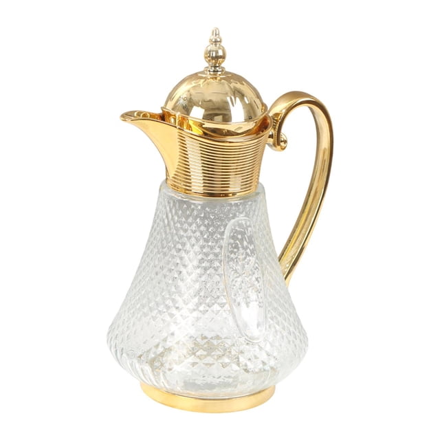 Jarra de vidrio de estilo del , jarra de agua de vidrio, lujo multifuncional 18L Coffee CARAFE para cocina hotelera de inauguración de la Oro