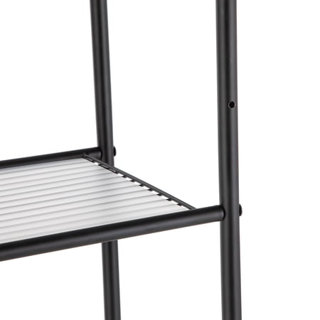 MAINSTAYS OVER-THE-TOILET STEEL STORAGE UNIT WITH 3 SHELVES AND LINERS, MATTE BLACK