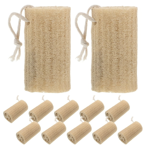 12 esponjas de lufa naturales - Exfoliante corporal de lufa para baño y ducha para mujeres y hombres - Esponja de ducha exfoliante reutilizable para el hogar y el spa