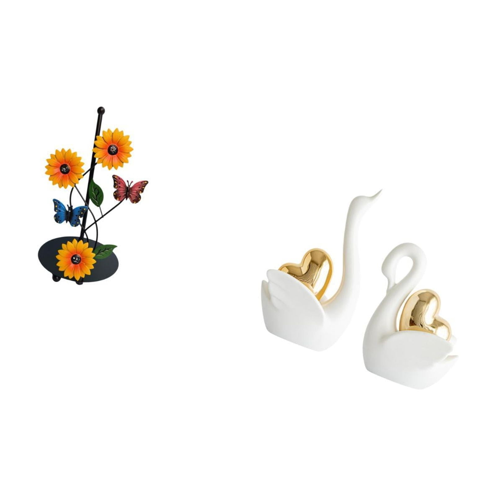 Fiocias Elegant Swan Paper Towel Holder And Figurine Set Non Slip Vertical Tissue Rack with Artistic Tabletop Ornament for Home Decor And Bookshelf