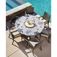 thumbnail image 3 of Underwater Life Starfish Turtle Coral Fitted Round Tablecloths Elastic Edged Table Covers 55"-60",Octopus Seaweed on Retro Wood Waterproof Dining Room Kitchen Table Cloth for Holiday Party Tables, 3 of 8