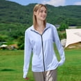 thumbnail image 5 of Xyxonk Women's Upf 50+ Sun Protection Shirts Long Sleeve Full Zip Top Breathable Solid Color Vocation Clothing for Outdoor Hiking Light Blue L, 5 of 7