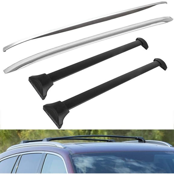 4Pcs For 2016-2022 Honda Pilot Roof Rack Silver Side Rails Bars Black Cross Bar