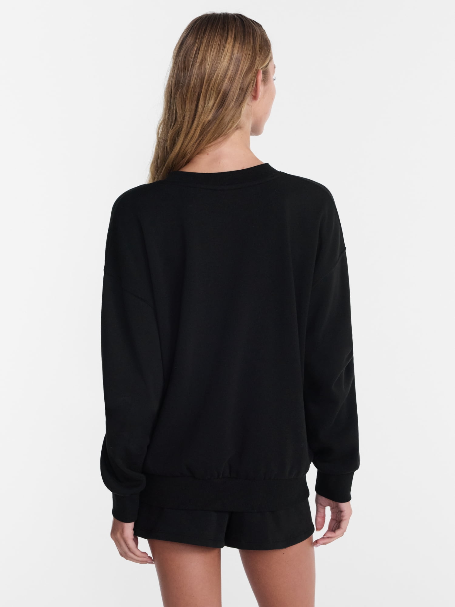 No Boundaries Pullover Crewneck Sleep Top with Long Sleeves, Women's XXS-3X
