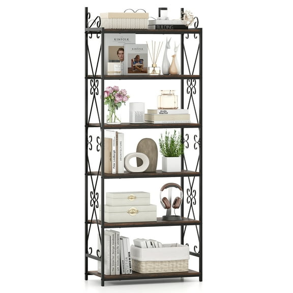 Gymax 6-Tier Bookshelf 71.5'' Industrial Tall Bookcase w/ Open Shelves for Study