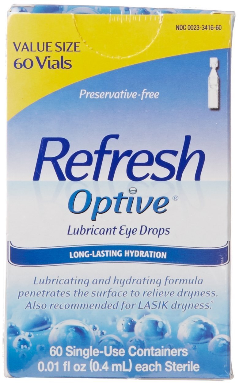 Refresh Optive Lubricant Eye Drops SingleUse Vials 60 Each Walmart