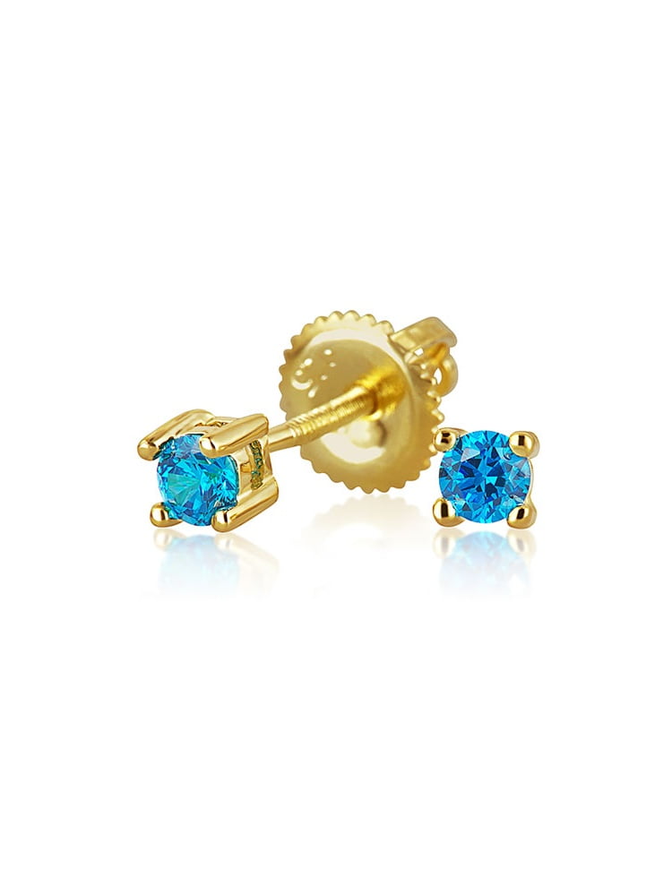 14K Yellow Gold Plated /& Simulated Diamond Studded Screwback Earrings Womens Jewellery