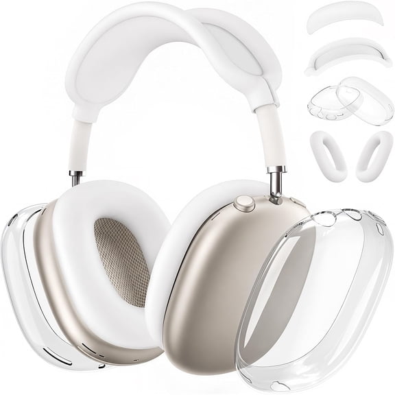 GJX Silicone Clear Case Cover for Max 2/ Max Headphones (White) Soft Tpu Ear Cups Cover/Ear Pad Case Cover/Headband Cover for Max,Transparent Accessories
