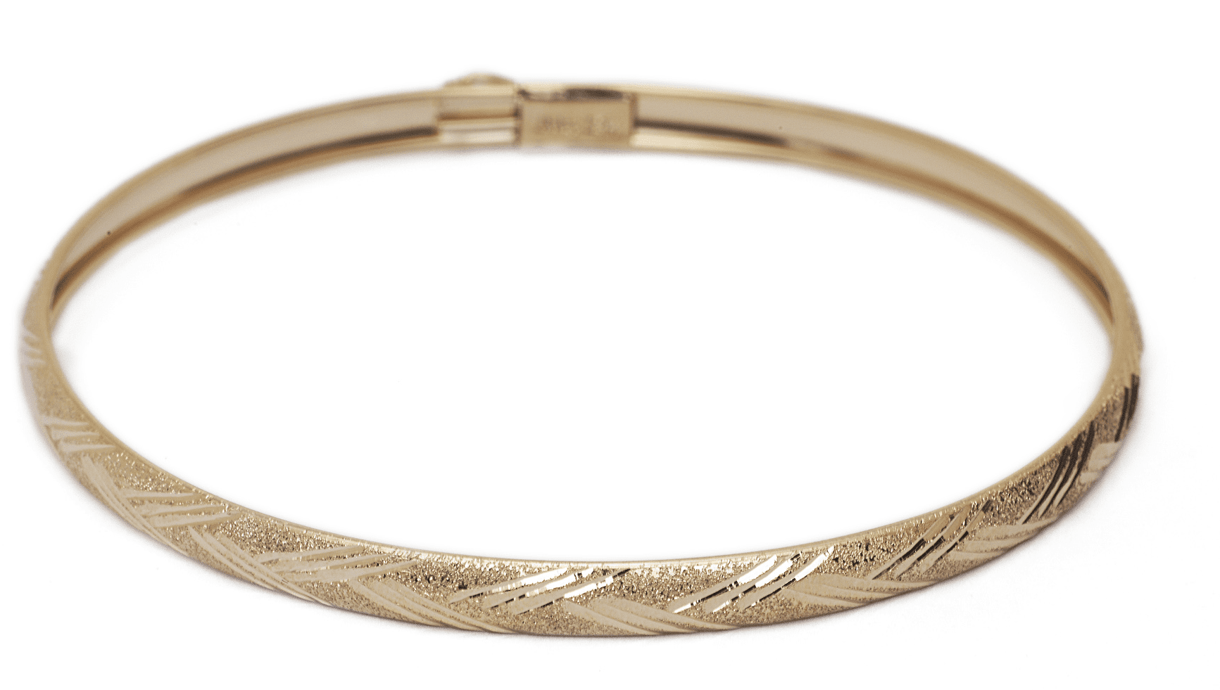 10k Yellow Gold bangle bracelet Flexible Round with Diamond Cut Design ...