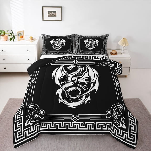 Castle Fairy Boys Girls Magical Dragon Twin Comforter Sets,Gothic Style Bedding Set