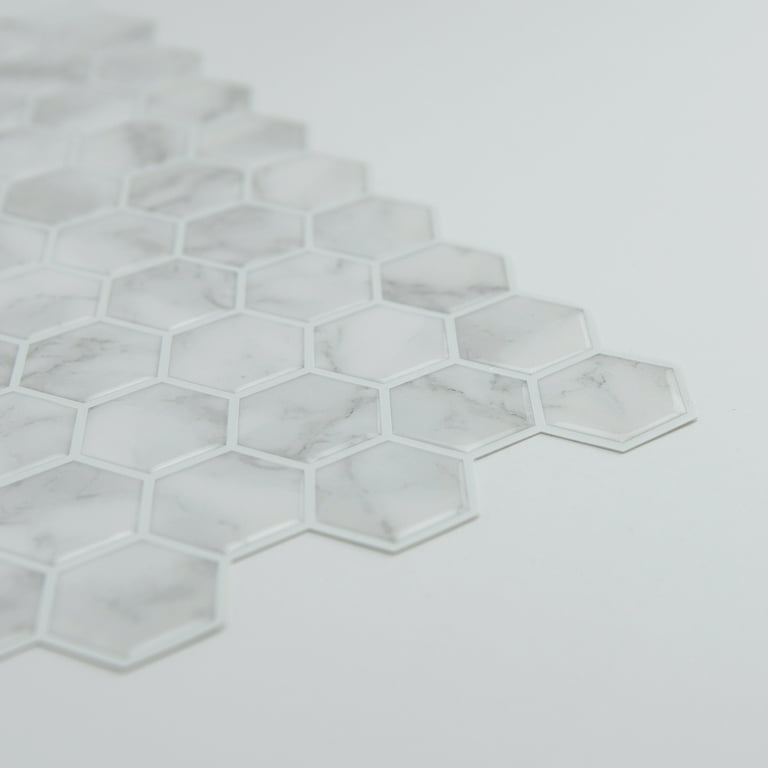 InHome Hexagon Marble 10 in. x 10 in. Peel and Stick Resin Backsplash Tiles (4-Pack) InHome Hexagon Marble 10 in. x 10 in. Peel and Stick Resin Backsplash Tiles (4-Pack)