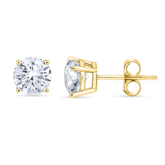 1.50 Carat Total Weight (cttw) Diamond Studs - 14K Yellow Gold Earrings for Women