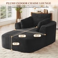 thumbnail image 3 of Muumblus Chaise Lounge Indoor, Cozy Lounge Chair Sleeper Sofa for Adults, No Assembly Required, Black Corduroy, 3 of 9