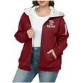 thumbnail image 2 of HOMBOM Hooded Sweatshirt for Women Zip-Up Red Heavyweight Fleece Long Sleeve Solf Womens Jackets Letter, 2 of 5