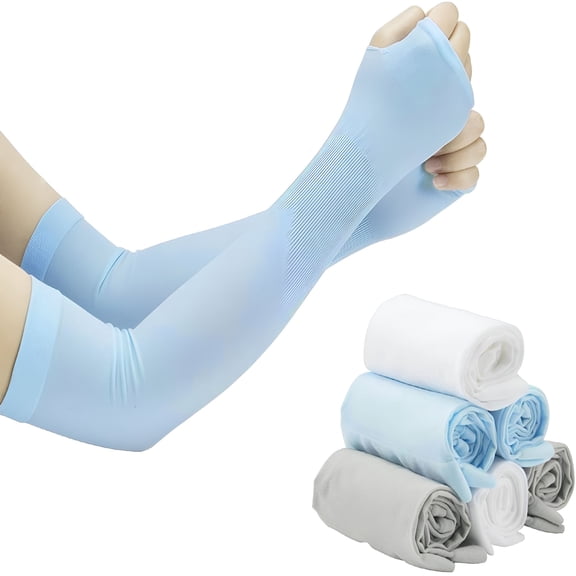 TELOLY 6 Pairs UV Protection Cooling Arm Sleeves Cover for Women Men, Sun Sleeves with Thumb Hole for Biking, Gardening, Driving, Fishing, Golf, Hiking