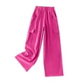 thumbnail image 3 of Abcomgle Cargo Pants for Girls 7-8 Elastic Waist Casual Girls Joggers Cute Baggy Kids Hiking Pants with 4 Pockets Summer Trendy Pantalones Joggers 9-10 Years,Hot Pink, 3 of 3