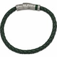 thumbnail image 2 of Stainless Steel Antiqued Green Leather 8.25In Bracelet (8.25 X 5.2) Made In China -Jewelry By Sweet Pea, 2 of 3