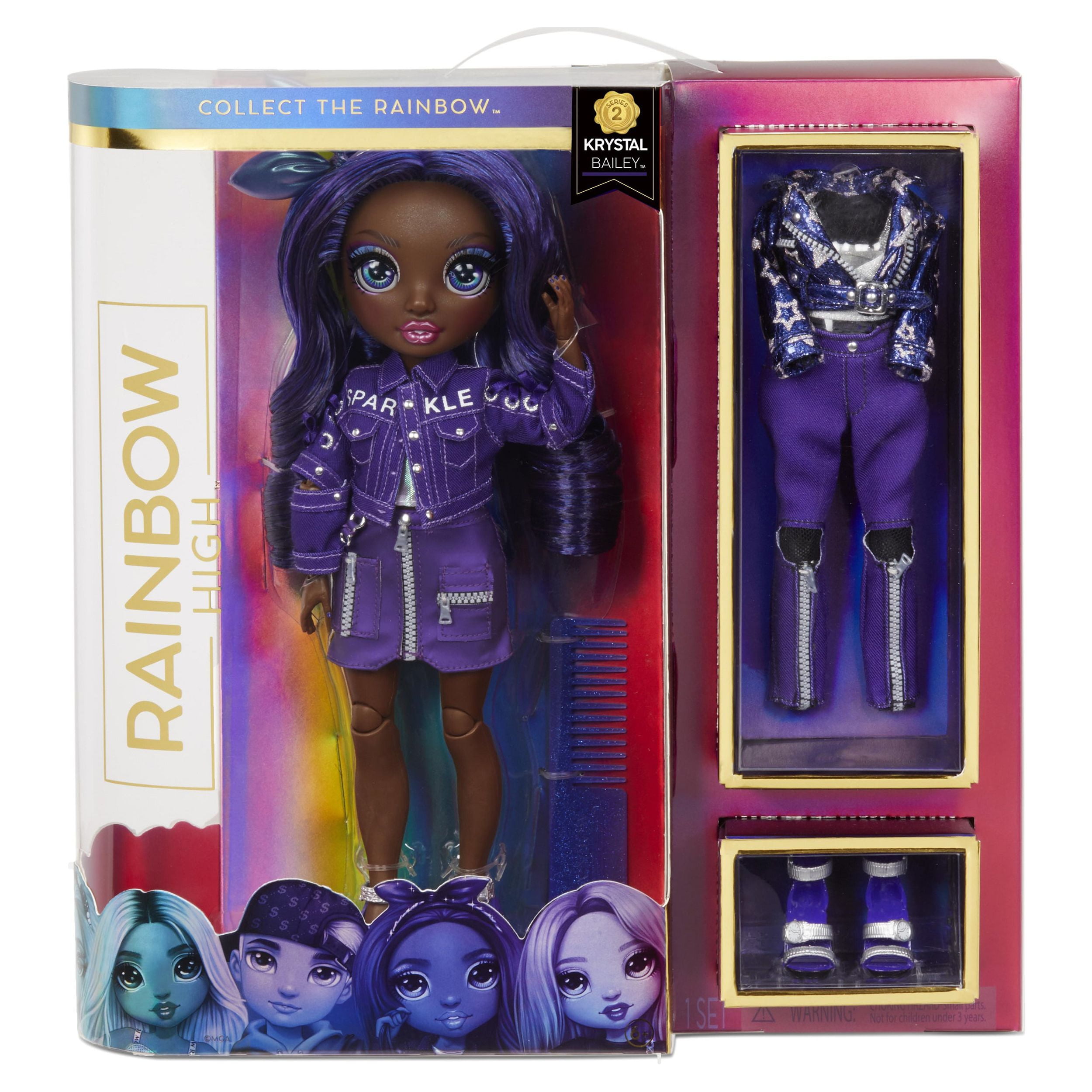 Rainbow High Krystal Bailey Indigo (Dark Blue Purple) Fashion Doll With 2 Complete Mix & Match Outfits And Accessories, KidsToy Gift 6-12 Years