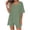 Green, variant on Women's 2 Piece Outfit V Neck Short Sleeve Side Split T-Shirt & Elastic Waist Shorts Loungewear Matching Set
