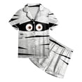 thumbnail image 4 of UAYOTSE Little Girls Satin Button‑Front Loungewear Set, Collared Short Sleeve Top and Shorts, Versatile Night Outfit for Indoor Activities Size 10-11 Years, 4 of 6