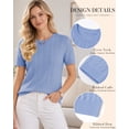 thumbnail image 4 of QUALFORT Women’s Short Sleeve Cable Knit Sweater, Crew Neck Lightweight Pullover, Blue, Size XL, 4 of 7