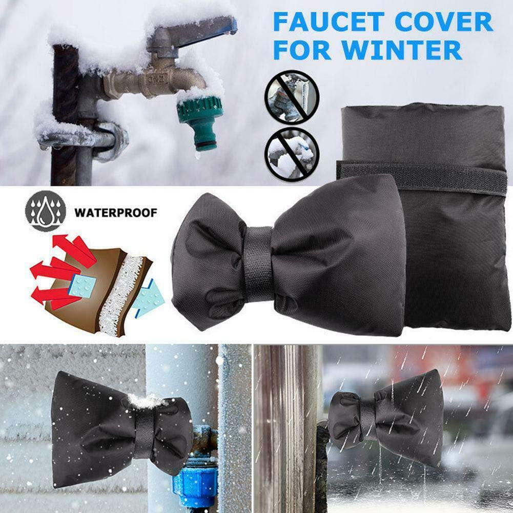 Kepooman 3 Pcs Outside Reusable Waterproof Hose Spigot Cover for Garden Backyard, Black