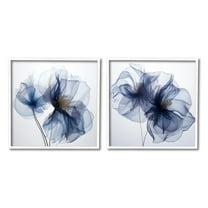 Stupell Industries Blue Modern Flowers Botanical & Floral Photography White Framed Art Print Wall Art, 12 x 12