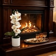 thumbnail image 5 of JHyouerji Plastic Artificial Phalaenopsis Potted Bloom with 7 Flower Heads White 12×8 Inch for Bedroom Dining Table Wedding Banquet Indoor Home Decor, 5 of 8