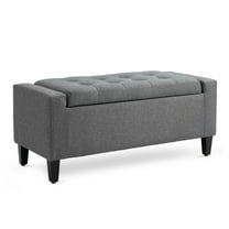Linen Storage Ottoman with Lift-Top, 36.25" Gray Footrest, Living Room Storage Bench, Bedside Stool, Coffee Table