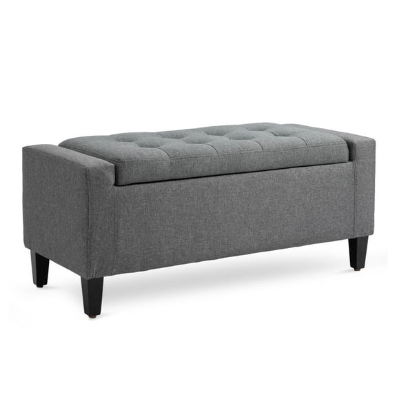 Linen Storage Ottoman with Lift-Top, 36.25" Gray Footrest, Living Room Storage Bench, Bedside Stool, Coffee Table