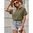 thumbnail image 2 of MOYIKO Womens Button Down Shirts Short Sleeve Shirt Collared Casual Work Blouses Summer Tops with Pockets, 2 of 7
