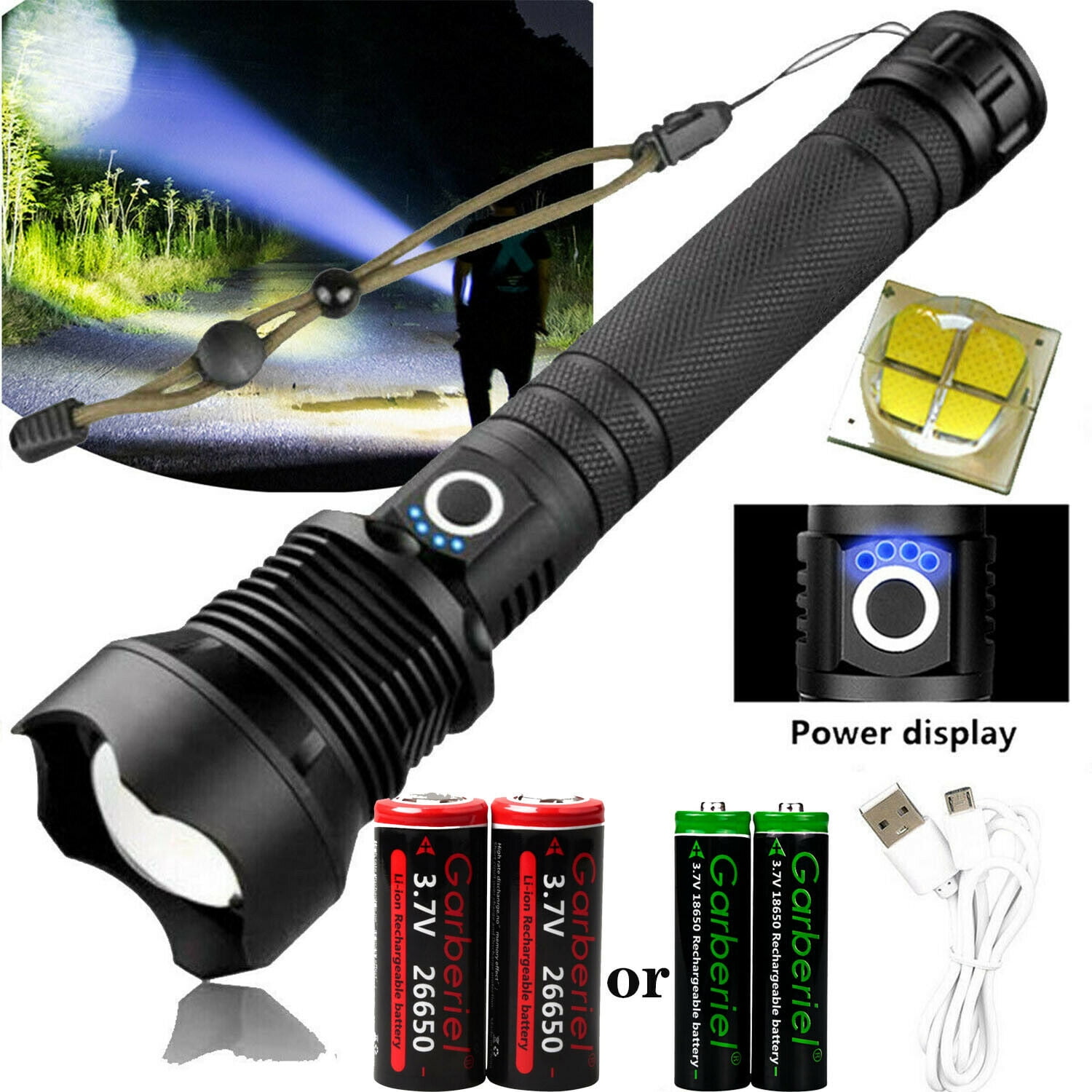990000 Lumens Zoom SWAT Flashlight XHP70 LED USB Rechargeable Torch Super Bright