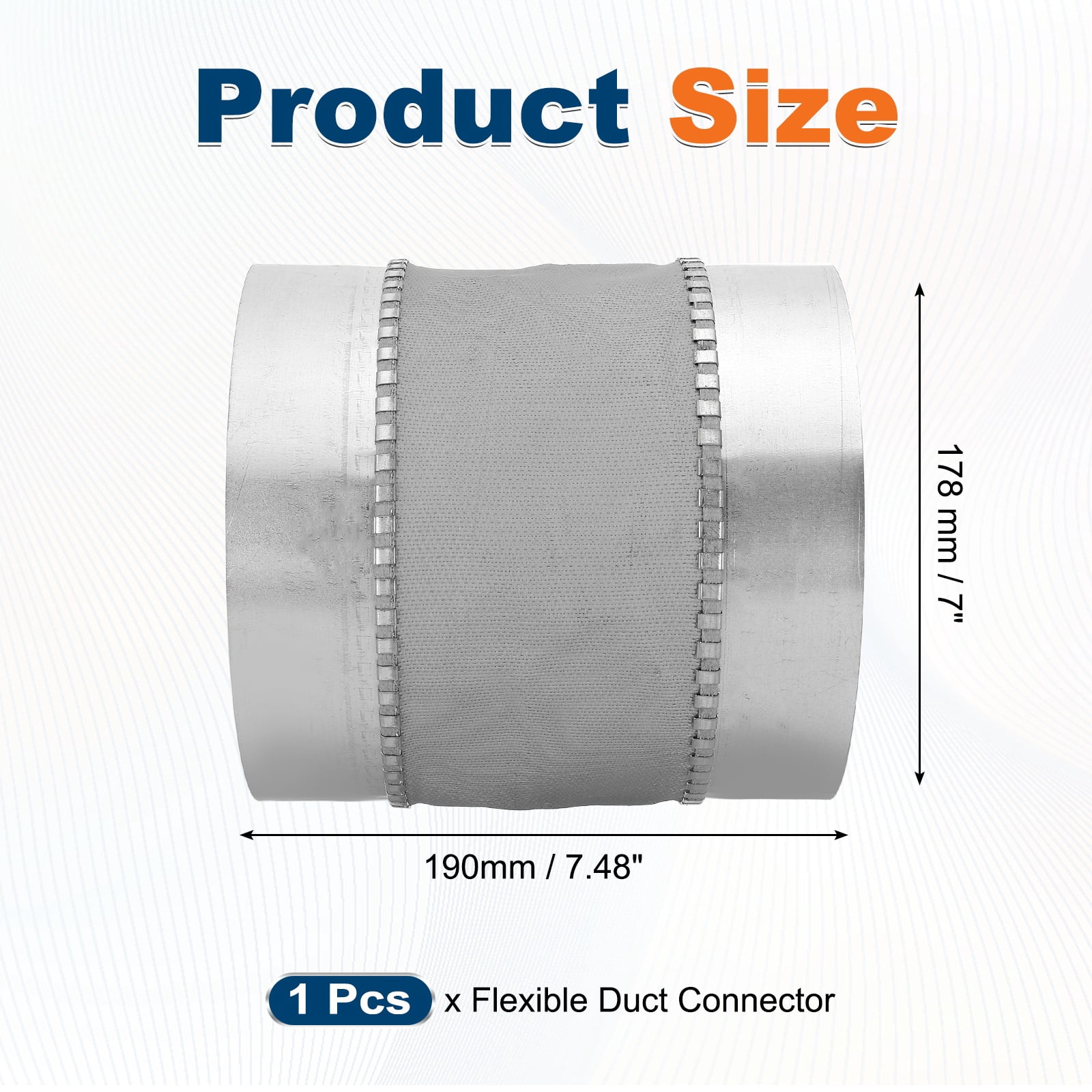 Uxcell Flexible Duct Connector (7", Silver) - Galvanized Steel, Round Vibration-Reducing Male Fit Coupler Ducting Connector Pipe Extender Fitting for Dryer Vent Hose / HVAC Systems