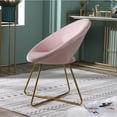 thumbnail image 2 of Pink Polyester Chair in Velvet / Comfort from Curved Back and Gold Finish, 2 of 5