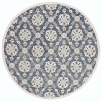 SAFAVIEH Martha Stewart Tufted Diamond Area Rug, Blue/Ivory, 6' x 6' Round
