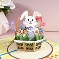 thumbnail image 3 of Tarjeta de felicitación creativa de Pascua, cesta de flores de conejo tallada en papel tridimensional 3D, tarjeta de bendición con personalidad, 3 of 6