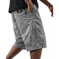 thumbnail image 3 of Men's Mid Length Cargo Shorts with Unique Curved Pockets and Adjustable Drawstring, Relaxed Fit for Daily Wear Outdoor Adventures or Weekend Errands Gray XXL, 3 of 5