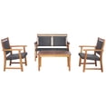 thumbnail image 3 of Costway 4 PCS Patio Rattan Furniture Set Acacia Wood Frame Sofa Loveseat Garden, 3 of 9