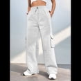 thumbnail image 4 of Pantalones Deportivos Cargo para Mujer, Holgados, de Forro , de Pierna , Elásticos, de Cintura Alta, Informales, para Senderismo, para Otoño. XL, 4 of 7