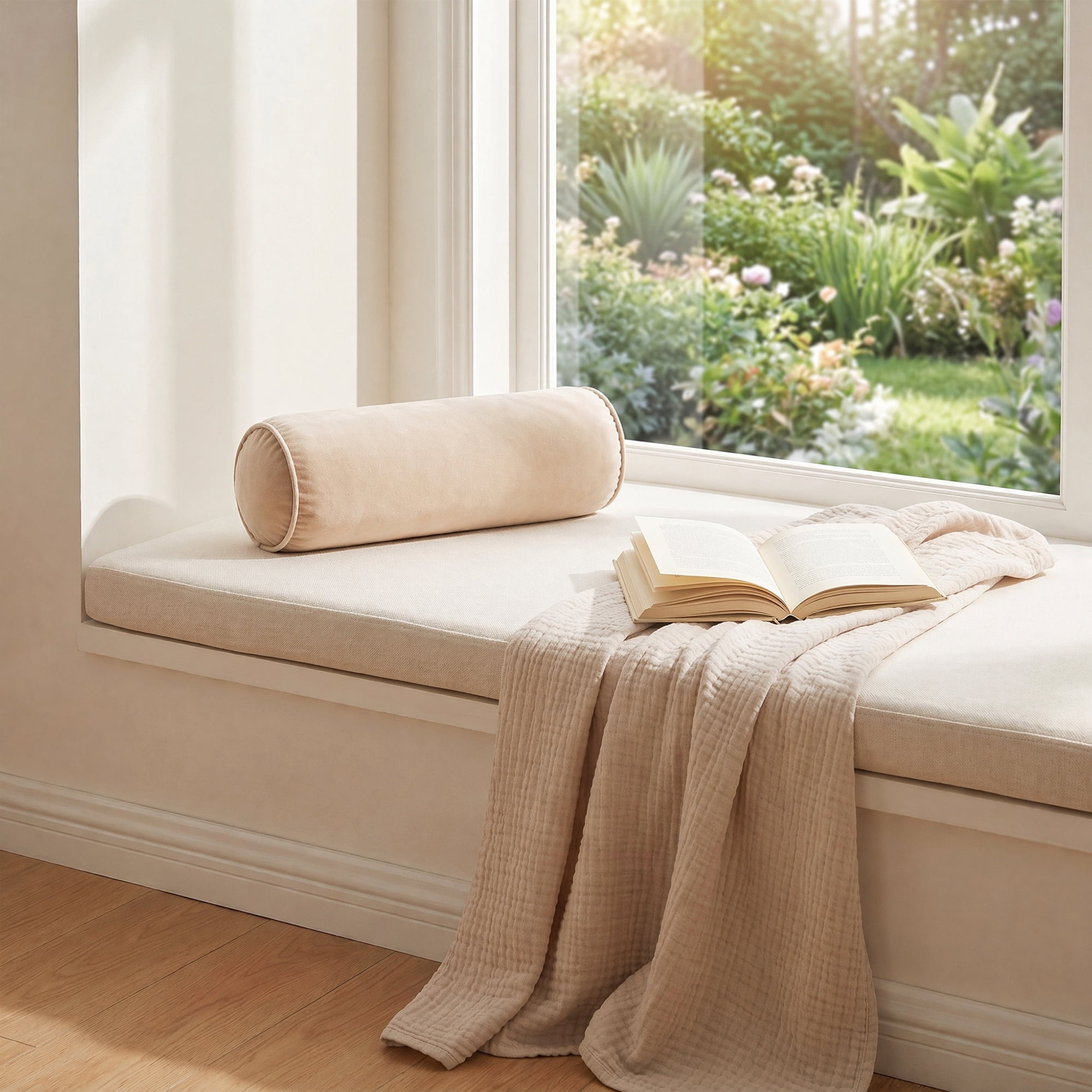 Unique Bargains Lumbar Support Wool Pillow for Back Support Khaki 19.7"x6.7"
