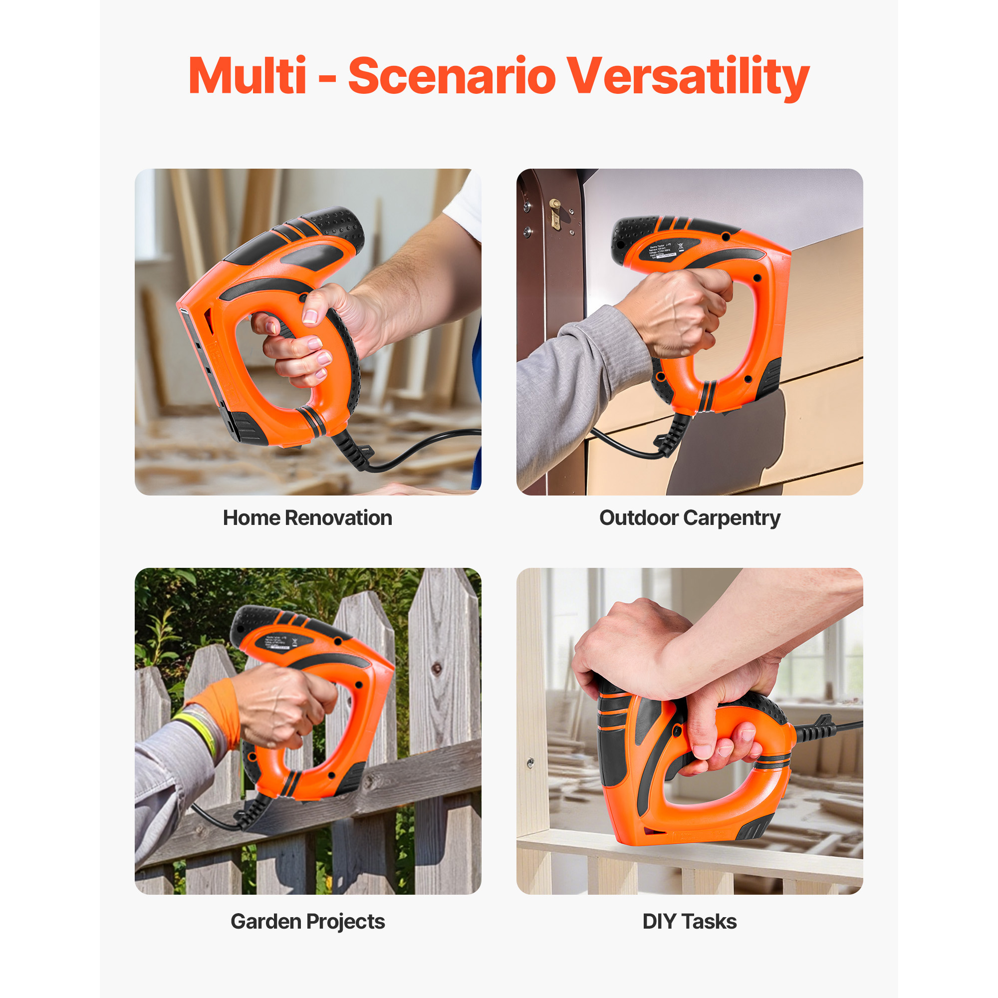 KFFKFF Electric Nail Gun, 2-in-1 Stapler and Brad Nailer, 18 Gauge 5/8 inch, Includes 1000 Staples and 1000 Nails, Non-Slip Rubber Handle, Ideal for Woodworking and DIY Applications