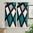 thumbnail image 3 of Blue Green Black Grey Geometric Square Curtain Home Decoration Living Room Short Curtains Window Treatments For Kitchen Bedroom, 3 of 6
