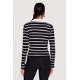 thumbnail image 4 of Women's Almost Famous Ribbed Knit Striped Long Sleeve Polo Shirt, 4 of 4