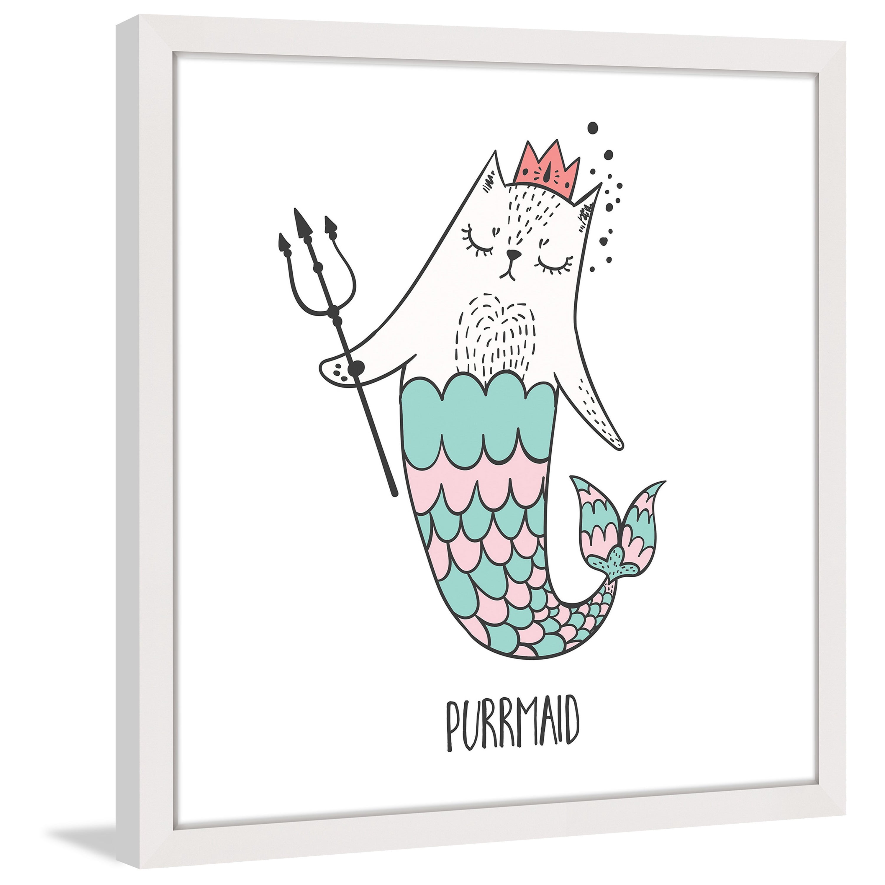Marmont Hill "Purrmaid 01" by Shayna Pitch Framed Painting Print