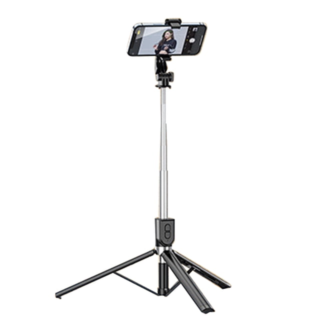 Palo para selfies, palo para selfies extensible con control remoto inalámbrico y soporte para trípode, portátil -1,65 m