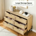 thumbnail image 6 of Modern Accent Sideboard Console Table with 6 Drawers, Rattan Large Closet Dresser with Metal Leg, 47.2"W Chest of Drawers with Spacious Storage Drawers for Kids Bedroom, Closet, Living Room, 6 of 9